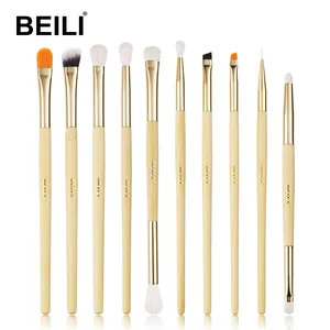 BEILI Fashion Style Bamboo Handle Gold 10pcs Soft Synthetic Hair Professional Vegan Makeup Brush custom logo cosmetic brushes