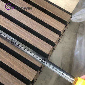 Panel de sonido acústico panel de pared de listón extraíble madera 3D listón negro paneles de pared de madera azulejo interior - Product Image 5