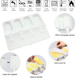 In the Trend 3 Cavities Fruit Shape Ice Cream Maker Silicone <b>Molds</b> Food Grade BPA Free Durable DIY Popsicle Lolly Customizable - Product Image 3