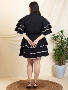 Women's Solid Thigh Length Shirt With Skirt <b>Ruffle</b> Sleeve Cord Set For Women Cotton Jumpsuits Western <b>Dress</b> for Women Stylish - Product Image 2