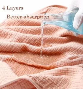 Bé đội mũ trùm đầu quấn khăn mềm thấm muslin 100% cotton trẻ em khăn tắm rắn Muslin bãi biển khăn cho trẻ sơ sinh và trẻ em - Product Image 4