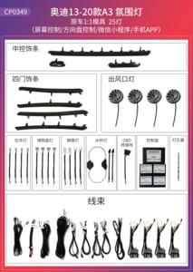 ICarsin Kit di aggiornamento dell'illuminazione ambientale a 64 colori per <span class=keywords><strong>Audi</strong></span> <span class=keywords><strong>A3</strong></span> <span class=keywords><strong>2013</strong></span> - 2020 luci di rivestimento della porta del cruscotto a LED - Product Image 3