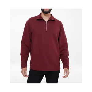 Sweat-shirt d'hiver décontracté pour hommes, manches longues, fermeture éclair, respirant, coupe confortable, service OEM en polyester de qualité supérieure, teint uni - Product Image 5