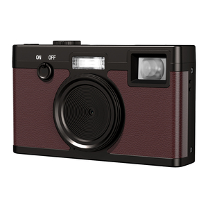 Appareil photo numérique rétro en cuir rouge-brun, style film, avec flash intégré, idéal pour les photos de rue ambiance et les voyages décontractés - Product Image 2