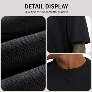 T-shirt Oversize en Coton Tricoté 100% Coton, 300 Grammes, Épaules Tombantes, Col Mock Rib, Grammage Lourd, Écologique, Vierge pour Impression - Vente en Gros - Product Image 5