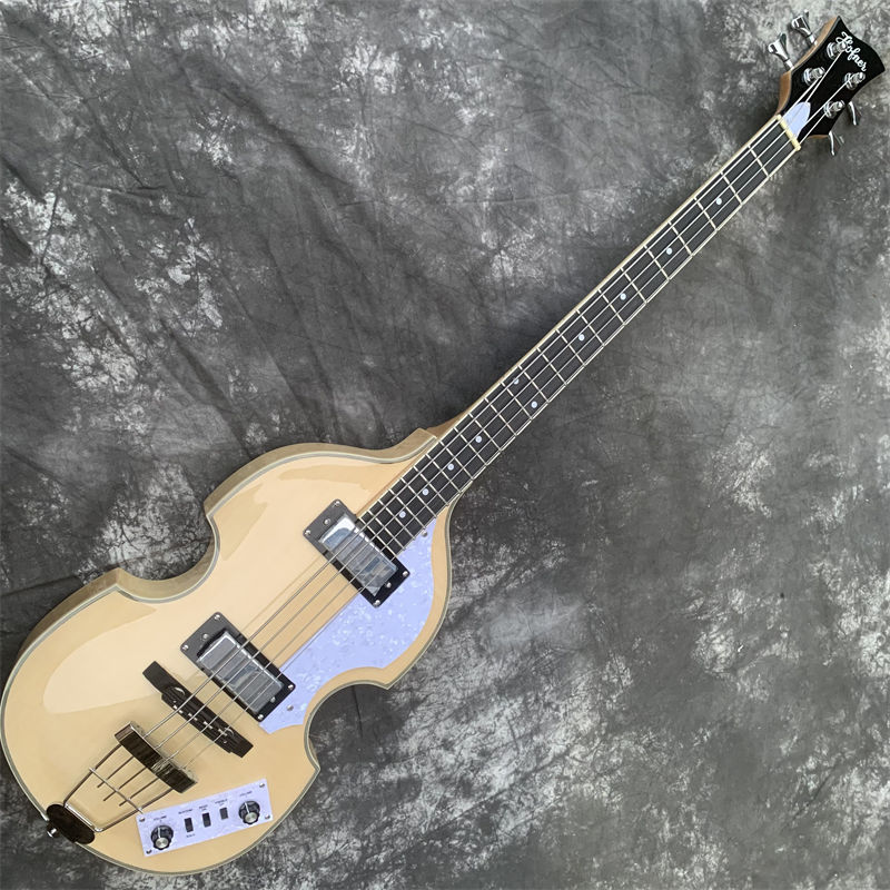 Grote バイオリン形エレキベースギター、ローズウッド指板、H-H