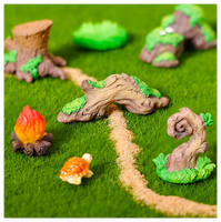 Accessoires de jardin miniature en résine : chaise, arbre, champignon, souche, herbe, feu de camp, pierre, maison artificielle, figurine