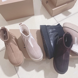 Bottes plateforme chaudes d'hiver en daim de vache personnalisées 2026 pour femmes avec logo, bottines à la cheville pour femme - Product Image 4