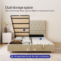Cama Modular Europea Espaciosa con Almacenamiento Ajustable, Tamaños Queen y King, Gran Espacio de Almacenamiento Debajo de la Cama, Elevación Suave con Gas, Ahorra Espacio, Estilo Directo
