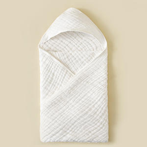 Nouveau-né infantile à capuche coton doux solide Wrap serviette <span class=keywords><strong>de</strong></span> bain bébé mousseline Swaddle bébé serviette - Product Image 6