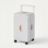 Maleta GEMULIN Premium Blanca con Asa Ancha y Candado TSA, Maleta de Viaje de PC con 5 Ruedas de Alta Calidad