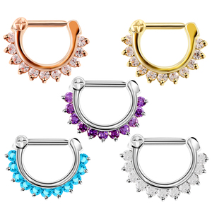 1 unidad de <span class=keywords><strong>Piercing</strong></span> de Acero Inoxidable con Zirconia, Estilo Tribal, tipo Clicker, para Nariz, Septum, Pezón, Oreja, Anillo de Boda, Joyería Encantadora 16g - Product Image 1