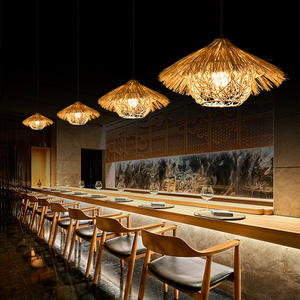 Lampadario creativo del negozio di piatti caldi di personalità del ristorante giapponese Chanyi decorazione della sala da tè lampada d'arte in Rattan - Product Image 1