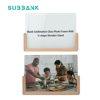 Subbank Cadre photo en bois vierge pour sublimation, plateau de base en verre pour artisanat, personnalisable DIY, décoration intérieure, souvenir