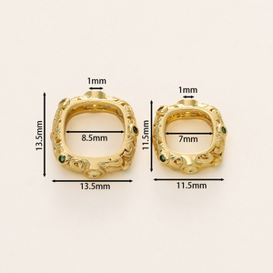 Bague carrée vintage perlée avec incrustation de zircone cubique pour accessoires de bijoux DIY, cadeau unisexe - Product Image 2