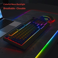 YINDIAO KM900 93 Key Wired Gaming Keyboard Mouse Combo Rainbow Backlit Metal Panel 19 Key Anti Ghosting for PC Laptop
