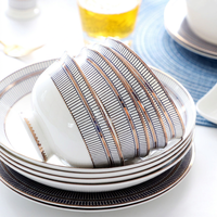 Service de vaisselle en porcelaine fine de Tangshan, assiettes rondes, ensemble d'assiettes à dîner pour la maison, l'hôtel, coffret cadeau