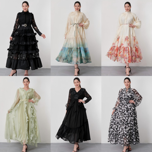 <span class=keywords><strong>Vestidos</strong></span> <span class=keywords><strong>de</strong></span> Moda Modestos <span class=keywords><strong>de</strong></span> Manga Larga <span class=keywords><strong>de</strong></span> Alta Calidad, Vestido Holgado Elegante con Estampado Beige para Fiesta, ODM, Venta al por Mayor, <span class=keywords><strong>Vestidos</strong></span> Casuales - Product Image 2