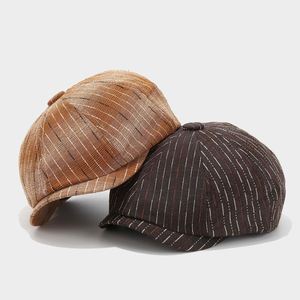 Nueva Llegada: Gorra de Estilo Vintage con Rayas y Teñido Anudado para Mujer, Gorra Newsboy de 8 Paneles - Product Image 3