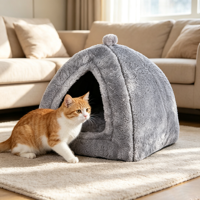 Lit-cave confortable en peluche courte personnalisé pour chiens et chats, avec coussin en peluche douce lavable pour chats et chiens d'intérieur, OEM ODM
