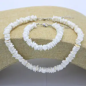 Boho Handmade Natural Puka Shell Chips Necklace Hawaiian Summer Seashell Rasta Necklaces For Women Men