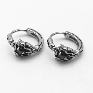 Pendientes Huggie de acero y titanio yunnique con forma de espada y piedra negra, joyería de moda para mujer - Product Image 1