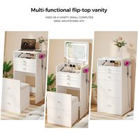 Table de toilette moderne, simple et multifonctionnelle avec miroir rabattable et armoire de rangement ultra-compacte