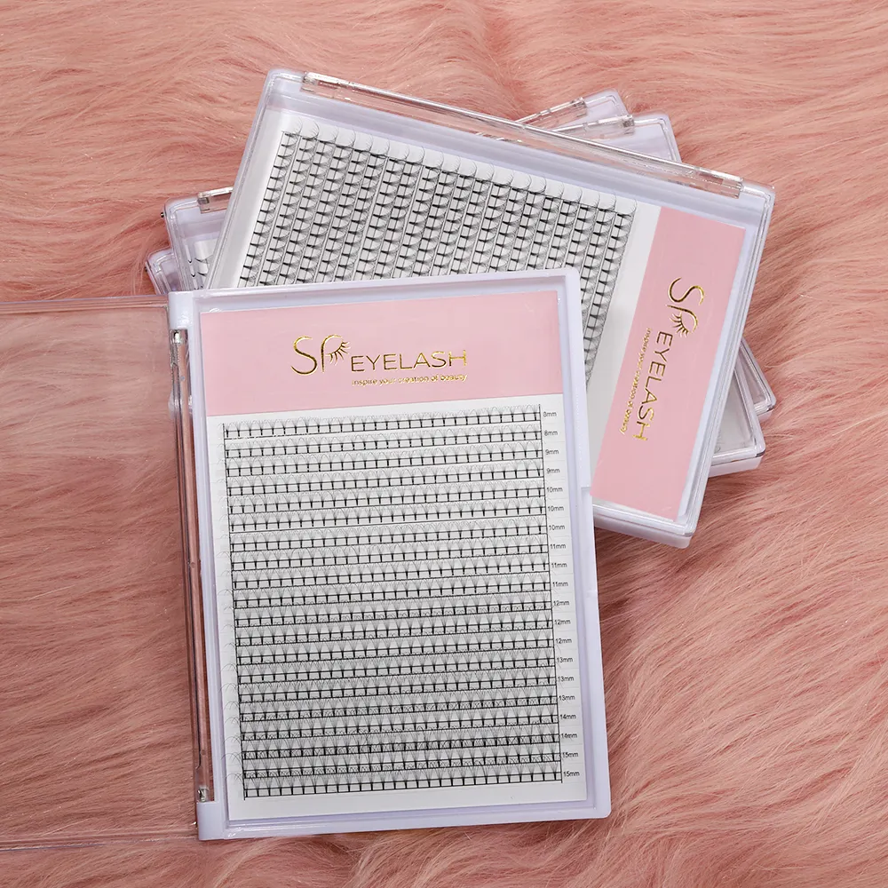 Wholesale Beauty Supply Privated Label Pre Made Fans 3D 5D Short Stem Russian Volume Lashes