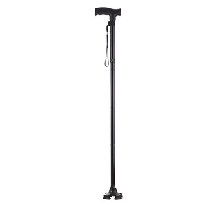 <b>Folding</b> Aluminum <b>Walking</b> <b>Stick</b> 4 Section Height Adjustable Anti Slip Four Foot Tip For Elderly Home Use - Product Image 1