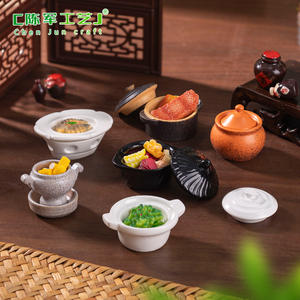 Chenjun หม้อดินและจานขนาดเล็กโมเดลบ้านตุ๊กตา DIY อุปกรณ์ตกแต่งมินิเดสก์ท็อปภูมิทัศน์ขนาดเล็ก - Product Image 2