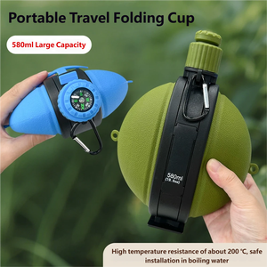 Botella de Agua Plegable de 580 ml de PP para Exteriores con Brújula, Ligera, Duradera y Reutilizable para Camping y Deportes - Product Image 3