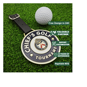 Étiquette de bagage personnalisable carrée plaquée, en métal rond, avec boucle en cuir, noire, pour marque, étiquette nominative de sac de <span class=keywords><strong>golf</strong></span>, vente en gros de <span class=keywords><strong>golf</strong></span> en Chine - Product Image 1