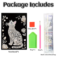 Kit de carnet de notes 5D DIY avec perles et strass en forme spéciale, motif chat, pour peinture diamant, couverture en PU A5, journal d'art diamant, ensemble cadeau artisanal
