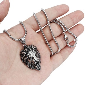 Precio DE FÁBRICA DE China, compra a granel, collar de cadena personalizado de acero inoxidable a la moda, colgante de León, collares clásicos de Hip Hop para hombres - Product Image 2