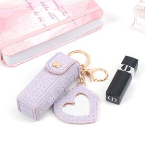 Portable tissé en cuir PU porte-rouge à lèvres sac Durable brillant à lèvres organisateur porte-clés élégant rouge à lèvres étui avec miroir pour les femmes - Product Image 5