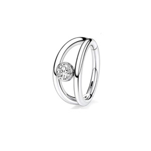 Anneau de nez en forme de cœur en acier inoxydable F136 avec sertissage en canal et cristal d'améthyste, bijou de piercing tendance - Product Image 2