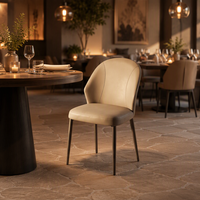 Chaises de salle à manger rétro en cuir PU vintage du milieu du siècle avec pieds en métal, chaises rembourrées pour café