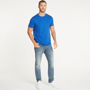 T-shirt de sport pour homme, manches courtes, hauts d'entraînement, t-shirts de marque, vêtements de sport pour homme, fitness, bloc de couleur, 100% coton, t-shirts pour homme - Product Image 1