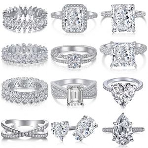 Bague de fiançailles et de mariage DYLAM en argent sterling avec moissanite et zircone 8A, style cocktail et éternité, bijoux de mode raffinés - Product Image 2