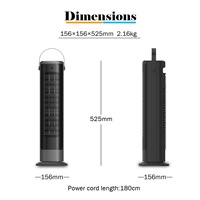 Conception de vent chaud léger interrupteur de basculement thermostat numérique lumière LED Double protection contre la surchauffe 1500w PTC radiateurs soufflants