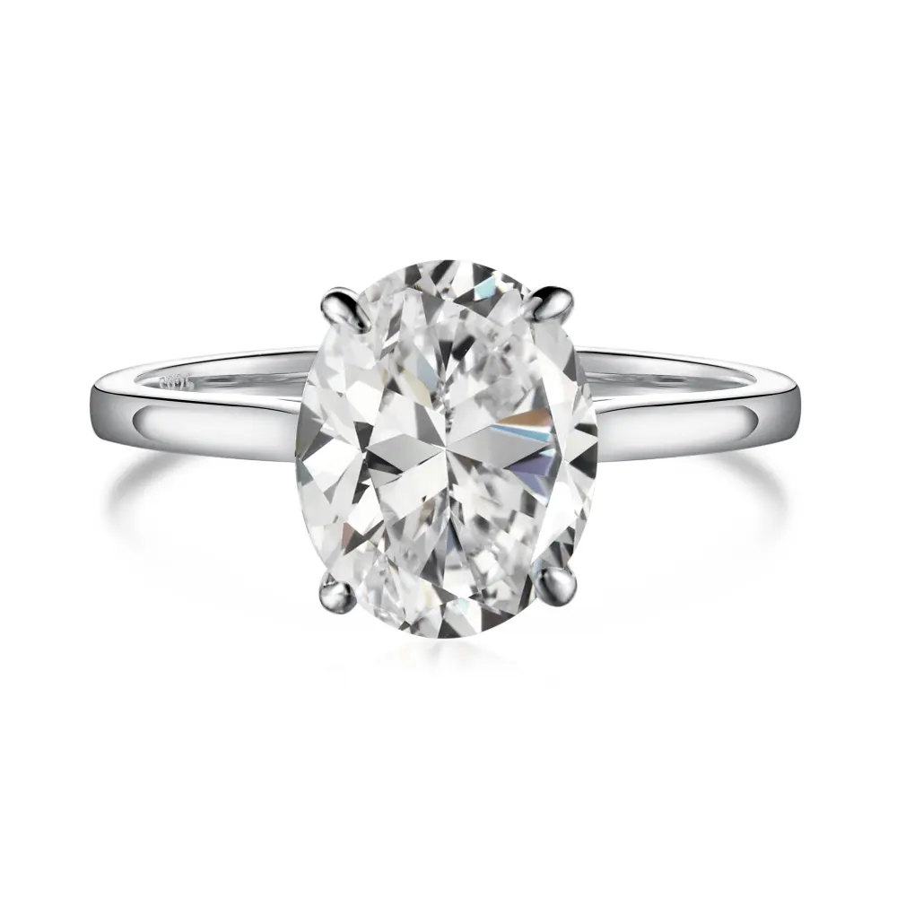 Dylam Luxury Fine Jewell ery 925 Sterling Silber Rhodium 18 Karat vergoldet 8A Zirkonia Oval Form Diamant Ehering Ring