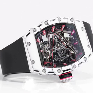 Montre mécanique squelette de style RM de qualité 5A pour homme, boîtier blanc, noir, rose, bracelet durable, mouvement ajouré, montre-bracelet de luxe sport - Product Image 3