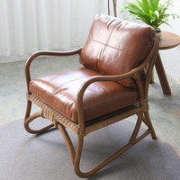 Fauteuil de salon individuel en rotin naturel tressé, style nordique américain, pour la maison, le salon ou le balcon, luxe léger