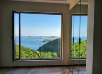 Ventana Fija de Aluminio Negro con Doble Vidrio Templado, Rotura de Puente Térmico, Tamaño Personalizado, Impermeable, para Villa o Baño