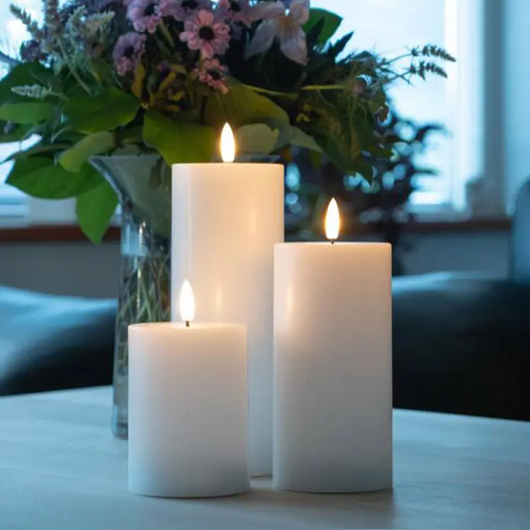 New style 3D bullet flame pillar black wick led candle