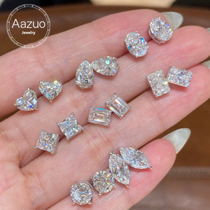 เครื่องประดับเพชร Aazuo 18K เพชรเลี้ยงในห้องปฏิบัติการ ดีไซน์คลาสสิก รูปทรงต่างๆ ตัวเรือนแบบกรงเล็บ 2.0 กะรัต ต่างหูแบบติดหู 1 คู่ ของขวัญสำหรับผู้หญิง สวมใส่ได้ทุกวัน - Product Image 1