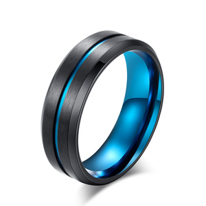yunnique style niche ins <b>titanium</b> steel brushed beveled two-tone <b>ring</b> hip-hop matte men's <b>ring</b>, factory direct whol - Product Image 5