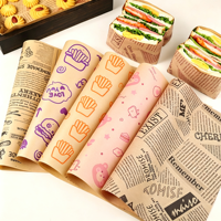 Papier d'emballage alimentaire en gros personnalisé avec logo imprimé, résistant à la graisse et au cire, pour sandwichs, burgers, poulet frit et frites
