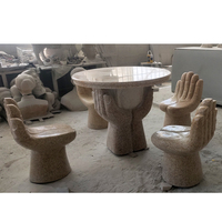 Table et chaises en pierre en granit Beige, forme à la main, G682, vente en gros, usine