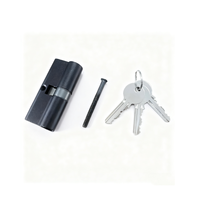 BBDHOME Cylindre de serrure double ouverture noir 70mm (35-35) en laiton pour porte en bois, avec coque en aluminium et 3 clés en laiton